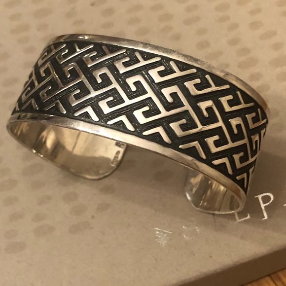 Rare Vintage Silpada Sterling Silver Aztec Design Cuff Bracelet B1165 - Picture 8 of 16